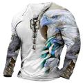Homme Graphic Aigle T shirt Tee manche longue T-shirt 3D effet Col Chemise Mode Design Confortable Casual du quotidien Sortie Blanche Bleu Violet Printemps Automne Vêtement Tenue S M L XL 2XL 3XL
