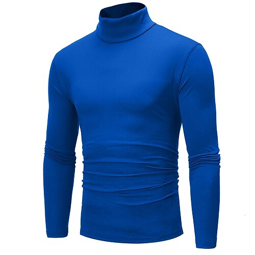 Homme T-shirt Chemise à Manches Longues Faux col roulé manche longue Col roulé Uni ancien Essentiel Rue Noir Blanche bleu marine T-shirt haut de gamme pour homme