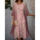 Femme Ensemble Robe Deux Pièces Robe casual Robe de Mousseline Robe imprimée Extérieur Vacances Mode Moderne Imprimer Robe mi-longue Col Ras du Cou Demi Manches Floral Ample Rose Claire Bleu Violet