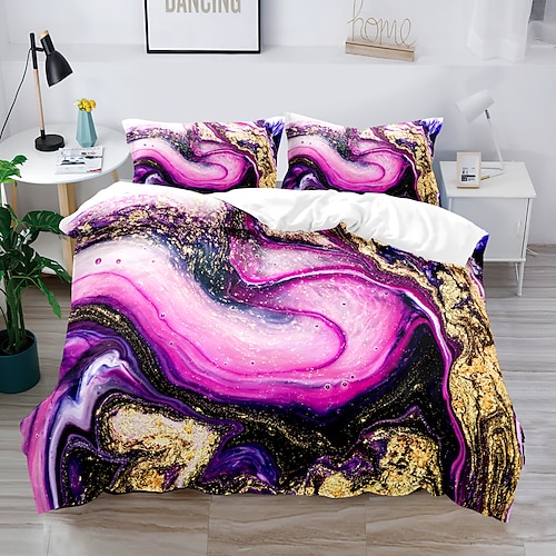 Literie 3d marbre imprimé imprimé housse de couette ensembles de literie housse de couette avec 1 housse de couette ou couvre-lit imprimé, 2 taies d