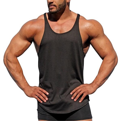 Homme Débardeur T-shirt sans manches Sans manches Col Rond Été Uni Mode Streetwear Débardeur d'entraînement Sport Loisir Athleisure Salle de sport Noir Blanche Jaune T-shirt haut de gamme pour homme