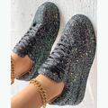 Femme Basket Chaussures bling-bling Paillettes de cristal scintillantes ornées de bijoux Grandes Tailles Extérieur du quotidien Couleur unie Phosphorescent Strass Paillette Talon Plat Bout rond