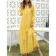 robe blanche Robe dentelle Robe casual Femme robe longue Dentelle Patchwork Plein Air Vacances Rendez-vous Bohême Vêtement de rue Col V manche longue Standard Jaune Rouge Bordeaux Bleu S M L XL 2XL