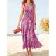 Robe casual Robe Débardeur Robe d'été Femme Robe longue maxi Floral Bohême Vêtement de rue Extérieur Vacances Sortie Imprimer Sans Manches Col V Robe Ample Rouge Bleu Violet Eté Printemps S M L XL XXL