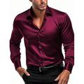 Homme Chemise Chemise en satin Chemise boutonnée Chemise décontractée Noir Blanche Vin bleu marine Vert manche longue Plein Revers du quotidien Vacances Vêtement Tenue Satin Mode Décontractées