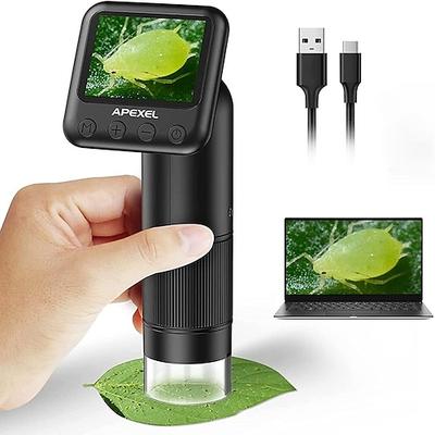 microscope numérique de poche avec 2 écran lcd 800x microscope portable de poche pour enfants avec lumières réglables pièces électronique loupe caméra