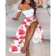 robe longue femme maxi robe plume blanche points verts plume de paon sans manches couleur pure split printemps été épaule dénudée mode 2023 s m l xl xxl xxxl