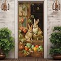 Oeufs de lapin couvre-portes décoration murale tapisserie de porte décoration de rideau de porte toile de fond bannière de porte amovible pour porte d'entrée intérieure extérieure décoration de