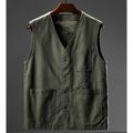 Homme Gilet Gilet de pêche Gilet de Randonnée Gilet sans manches Veste sans manches Extérieur Pêche Usage quotidien Vacances Moderne contemporain Décontractées Eté Printemps Bouton Poche 95% coton