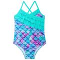 Maillot de bain une pièce pour filles, maillot de bain de sport, à volants, imprimé floral, protection uv, pour l'été, pour la plage