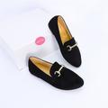 Femme Ballerines Slip-Ons Mocassins Ballerines Grandes Tailles Mules mocassins Extérieur Bureau du quotidien Boucle Talon Plat Bout rond Elégant Mode Luxueux Daim Mocassins Noir