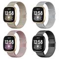 Bracelet de montre connectée Compatible avec Fitbit Versa 4 Sense 2 Versa 3 Sense Acier Inoxydable Montre intelligente Sangle Respirable Antichoc Bracelet Milanais Remplacement Bracelet