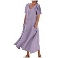 Robe casual Robe d'été Robe unie Femme robe longue Poche Plein Air Rendez-vous Maxi basique Col Ras du Cou Manche Courte Ample Noir Rose Claire Bleu Ciel S M L XL 2XL