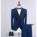 smokings de soirée de mariage pour hommes noir bordeaux bleu 3 pièces col châle de couleur unie coupe ajustée simple boutonnage un bouton 2024