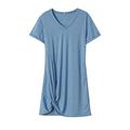 T-shirt Robe Robe casual Robe t-shirt Femme Plein Ruché Ample Col V Mode basique Extérieur Plein Air Manche Courte Ample Jaune Rose Claire Bleu Eté Printemps S M L XL XXL