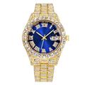 Montre à Quartz pour Hommes Montre Hip Hop Complètement Diamant Montre de Luxe en Acier Inoxydable Montres Analogiques Cadeau Petit Ami