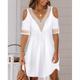 robe blanche Robe dentelle Robe casual Femme Mini robe Découpé Garniture en dentelle Plein Air Vacances Rendez-vous Vêtement de rue Sexy Col V Manche Courte Standard Blanche S M L XL 2XL