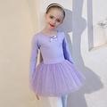 Tenues de Danse pour Enfants Ballet Robe Noeud Dentelle Couleur Unie Fille Entraînement Utilisation Manches Longues Taille haute Mélange de Coton Tulle