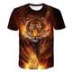 T-shirt Garçon Enfants Manche Courte 3D effet Animal tigre Col ras du cou Arc-en-ciel Enfants Hauts Printemps Eté Actif Sportif Mode Extérieur du quotidien Standard 3-12 ans