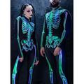 Crâne / Squelette Bodys Déguisements de couple de groupe d'Halloween Combinaison intégrale Homme Femme Cosplay de Film Déguisement effrayant Noir Violet Vert Collant / Combinaison Halloween Carnaval