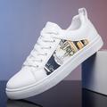 Homme Chaussures Basket Chaussures de skate Chaussures blanches Chaussures de confort Marche Décontractées Extérieur du quotidien Cuir Lacet Noir / blanc Blanc / Jaune Blanche Bloc de couleur