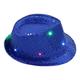 Creative led clignotant jazz cap adulte hip hop danse spectacle sequin jazz chapeau lueur dans l'obscurité lumineux fedora costumes accessoires de scène