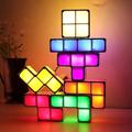 veilleuse pour enfants empilable led 7 couleurs 3d puzzles veilleuse induction verrouillage lampe de bureau pour enfants adolescents chambre diy tangram blocs lumineux puzzles lampe