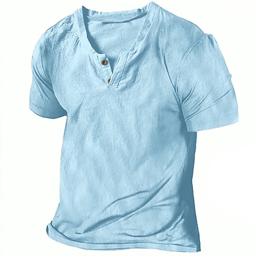 Homme Chemise d'été Chemise Décontractée Chemise de Plage T-shirt Chemise Henley Manche Courte Uni Mode Confortable Col en V Vacances Occasionnel Quotidien Été Gris foncé Noir Blanche T-shirt Henley