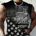 Essayez ça dans une petite ville Drapeau National Mode Design Muscle Homme Top T-shirt sans manches pour hommes sport du quotidien Gymnastique T-shirt Noir Rouge Bleu Sangles Col Ras du Cou Chemise