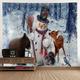 Noël Père Noël Fête de Noël Grande tapisserie murale Art Photo Fond Toile de fond Décor Suspendu Maison Chambre Salon Décoration Arbre Renne Bonhomme de neige Elk Flocon de neige Bougie Cadeau