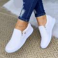 Femme Basket chaussures blanches Chaussures blanches Grandes Tailles Baskets à enfiler Extérieur du quotidien Couleur unie Talon Plat Bout rond basique Décontractées Minimalisme Marche Maille