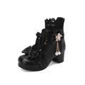 Femme Bottes Bottes de plate-forme Baby Lolita Mariage Soirée du quotidien Couleur unie Bottines Bottines Hiver Noeud Imitation Perle Plateau Talon bloc Bout rond Mode Le style mignon Minimalisme