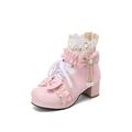 Femme Bottes Bottes de plate-forme Baby Lolita Mariage Soirée du quotidien Couleur unie Bottines Bottines Hiver Noeud Imitation Perle Plateau Talon bloc Bout rond Mode Le style mignon Minimalisme