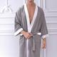 Homme robe Peignoir Serviette Peignoir Plein à la mode Casual Confort Intérieur du quotidien Lit Tissu gaufré Confort Col V Ceinture Incluse Printemps Eté Noir bleu marine