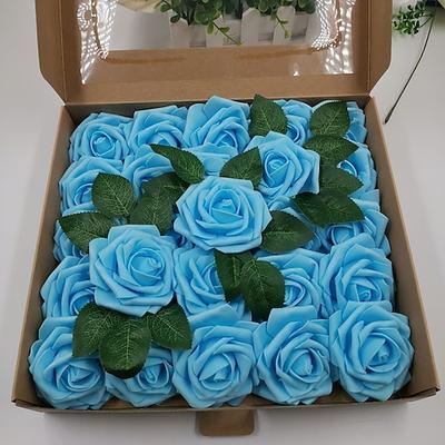 Roses artificielles avec feuilles, coffret cadeau 8cm, 25/50 pièces/ensemble, 25 50 boîtes de décoration florale pour la maison, décoration de mariage
