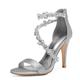 Femme Chaussures de mariage Chaussures bling-bling Talons aiguilles Chaussures scintillantes Chaussures de mariée Strass Talon à bride cheville Bout ouvert Elégant Satin Fermeture Argent Noir Blanche