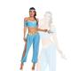 Aladdin et la lampe magique Conte de Fée Princesse Jasmin Costume de soirée à thème Costumes de danse Femme Cosplay de Film Cosplay Halloween Bleu Halloween Carnaval Mascarade Robe