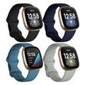 Paquet de 4 Bracelet de montre connectée Compatible avec Fitbit Versa 3 Sense Versa 4 Sense 2 Silicone Montre intelligente Sangle Ajustable Femme homme Bracelet Sport Remplacement Bracelet