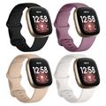 Paquet de 4 Bracelet de montre connectée Compatible avec Fitbit Versa 3 Sense Versa 4 Sense 2 Silicone Montre intelligente Sangle Ajustable Femme homme Bracelet Sport Remplacement Bracelet