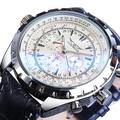 Montre Mécanique JARAGAR pour Hommes Série Aviateur Militaire Vraie Montre de Sport Automatique de Luxe en Acier Inoxydable Montre Masculine Lumineuse Cadran en Verre Bleu