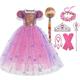 Raiponce Conte de Fée Princesse Sofia Robe de demoiselle d'honneur Costume de soirée à thème Robes en tulle Fille Cosplay de Film Cosplay Halloween Violet Violet (avec accessoires) Halloween Carnaval