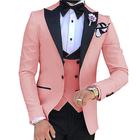 Costumes de mariage pour hommes costumes de bal blancs et roses été en couleur unie ajustement sur mesure 3 pièces à simple boutonnage un bouton