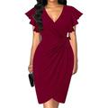 robe de travail pour femme robe noire robe fourreau robe semi formelle bureau travail quotidienmode mini robe à lacets froncé col en v manches courtes uni coupe régulière noir rose vin automne hiver