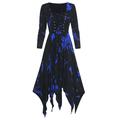 robe d'halloween pour femme robe vintage rétro des années 1950 robe midi halloween quotidien cordon imprimé tie-dye ras du cou manches 3/4 coupe régulière printemps automne 2023 rouge bleu s m l xl