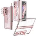 téléphone Coque Pour Samsung Galaxy Z Fold 5 Z Fold 4 Z Fold 3 Coque Intégrale et protecteur d'écran Protection complète du corps Protecteur d'objectif de caméra Transparente Verre Trempé PC Métal