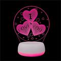 Coeur 3d led veilleuse 7 couleurs saint valentin cadeau contrôle tactile pour petite amie cadeau acrylique néon mignon décoration de chambre d'enfants