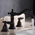 Robinet mitigeur d'évier de salle de bain répandu vintage, 360 pivotant style rétro en laiton 3 trous 2 poignée robinet de lavabo monté sur le pont, robinet d'eau de lavabo de salle de bain avec tuyau chaud et froid