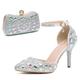 chaussures et sacs ensembles assortis chaussures de mariage pour la mariée demoiselle d'honneur femmes bout fermé bout pointu argent champagne bleu noir rouge pu escarpins avec strass cristal stiletto fête de mariage saint valentin