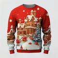 pull hommes graphique à capuche château du père noël mode quotidien décontracté impression 3d pull sweat vacances pulls molletonnés rouge blanc col rond moche coton