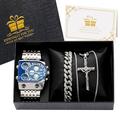 Ensemble de montres en quartz Oulm pour hommes Montre de poignet d'affaires Ensemble cadeau Montre de luxe Collier en or Bracelet Bracelet en acier inoxydable Cadran carré Cadeau de Nouvel An Cadeau